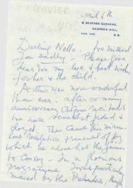 Portada:Carta dirigida a Aniela Rubinstein. Londres (Inglaterra), 06-04-1958