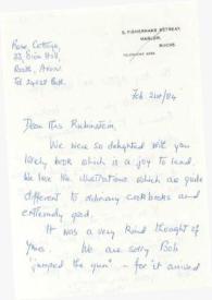 Portada:Carta dirigida a Aniela Rubinstein. Bath (Inglaterra), 21-02-1984