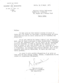 Portada:Carta dirigida a Arthur Rubinstein. París (Francia), 23-03-1972
