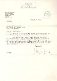 Portada:Carta dirigida a Arthur Rubinstein. Nueva York, 07-01-1977