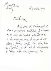 Portada:Tarjeta dirigida a Aniela Rubinstein. Neville (Francia), 19-10-1954