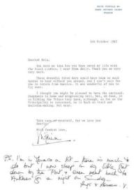 Portada:Carta dirigida a Aniela Rubinstein. Antibes (Francia), 05-10-1982