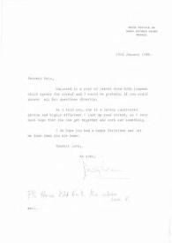 Portada:Carta dirigida a Aniela Rubinstein. Antibes (Francia), 23-01-1986