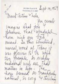 Portada:Carta dirigida a Aniela y Arthur Rubinstein. Washington D.C. , 14-09-1969