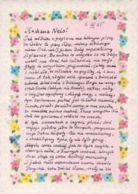 Portada:Carta dirigida a Aniela Rubinstein. Varsovia (Polonia), 06-03-1985