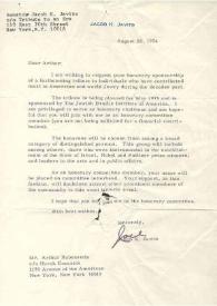 Portada:Carta dirigida a Arthur Rubinstein. Nueva York, 28-08-1974
