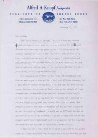 Portada:Carta dirigida a Arthur Rubinstein. Nueva York, 15-02-1980