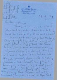 Portada:Carta dirigida a Arthur Rubinstein. Londres (Inglaterra), 27-04-1959