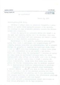 Portada:Carta dirigida a Aniela Rubinstein. Nueva York, 15-03-1976