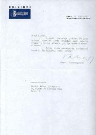 Portada:Carta dirigida a Arthur Rubinstein. Roma (Italia), 29-07-1966