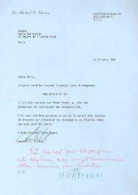 Portada:Carta dirigida a Aniela Rubinstein. Munich (Alemania), 18-03-1986