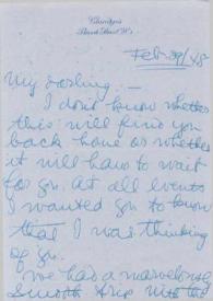 Portada:Carta dirigida a Aniela Rubinstein. Londres (Inglaterra), 29-02-1948