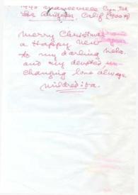 Portada:Carta dirigida a Aniela Rubinstein. Los Angeles (California), 08-12-1982