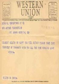 Portada:Telegrama dirigido a Aniela Rubinstein. Nueva York, 13-04-1947