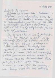 Portada:Carta dirigida a Aniela Rubinstein. Oshkosh (Wisconsin), 18-02-1955