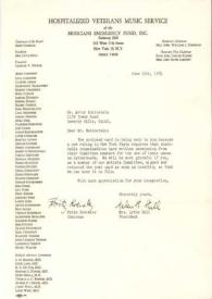 Portada:Carta dirigida a Arthur Rubinstein. Nueva York, 16-06-1954