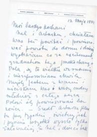 Portada:Carta dirigida a Aniela y Arthur Rubinstein. Kansas City (Missouri), 12-05-1951