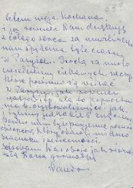 Portada:Carta dirigida a Aniela Rubinstein. París (Francia), 15-02-1963