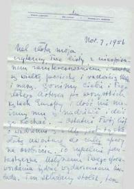 Portada:Carta dirigida a Aniela Rubinstein. Kansas City (Missouri), 07-11-1956