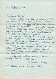 Portada:Carta dirigida a Aniela Rubinstein. Kansas City (Missouri), 20-01-1945