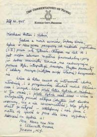 Portada:Carta dirigida a Aniela y Arthur Rubinstein. Kansas City (Missouri), 29-12-1955