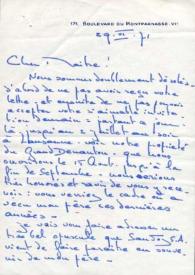 Portada:Carta dirigida a Arthur Rubinstein. París (Francia), 29-06-1971