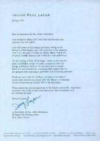 Portada:Carta dirigida a Monique Fajon. Beverly Hills (California), 25-05-1971