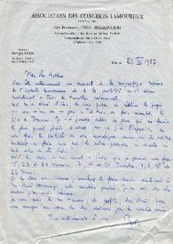 Portada:Tarjeta dirigida a Arthur Rubinstein. París (Francia), 29-12-1957