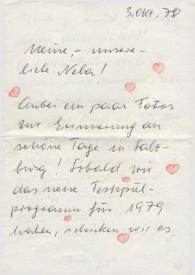 Portada:Carta dirigida a Aniela Rubinstein, 03-10-1978