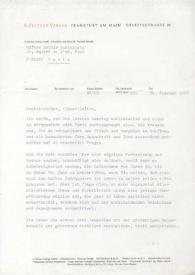 Portada:Carta dirigida a Arthur Rubinstein. Frankfurt (Alemania), 26-02-1974