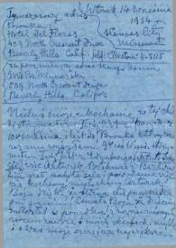 Portada:Carta dirigida a Aniela Rubinstein. Kansas City (Missouri), 14-09-1954