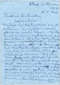 Portada:Carta dirigida a Aniela y Arthur Rubinstein. Kansas City (Missouri), 13-01-1959