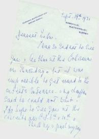 Portada:Carta dirigida a Aniela Rubinstein. Sandhills, Bletchingley (Inglaterra), 19-09-1971