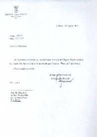 Portada:Carta dirigida a Arthur Rubinstein. Milán (Italia), 23-07-1974