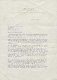 Portada:Carta dirigida a Aniela Rubinstein. Nueva York, 25-07-1969