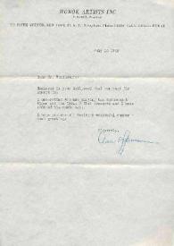 Portada:Carta dirigida a Arthur Rubinstein. Nueva York, 16-07-1948