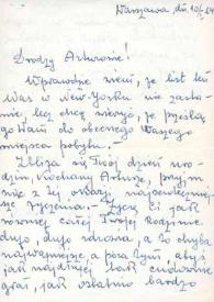 Portada:Carta dirigida a Aniela y Arthur Rubinstein. Varsovia (Polonia), 10-01-1964