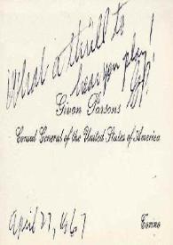 Portada:Tarjeta dirigida a Arthur Rubinstein. Turín (Italia), 27-04-1967