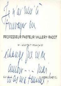 Portada:Tarjeta dirigida a Arthur Rubinstein. París (Francia)