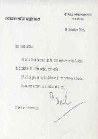 Portada:Carta dirigida a Arthur Rubinstein. París (Francia), 29-11-1958