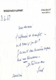 Portada:Carta dirigida a Arthur Rubinstein. París (Francia), 03-06-1967