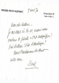 Portada:Carta dirigida a Arthur Rubinstein. París (Francia), 19-04-1970