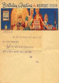 Portada:Telegrama dirigido a Aniela Rubinstein. Los Ángeles (California), 29-07-1948 