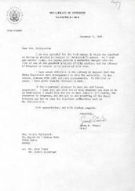 Portada:Carta dirigida a Aniela Rubinstein. Washington D. C., 05-12-1988