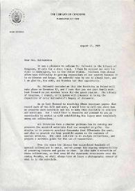 Portada:Carta dirigida a Aniela Rubinstein. Washington D. C., 23-08-1989