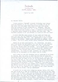 Portada:Carta dirigida a Aniela Rubinstein. Del Mar (California), 06-08-1978