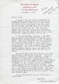 Portada:Carta dirigida a Aniela Rubinstein. San Diego (California), 09-11-1993