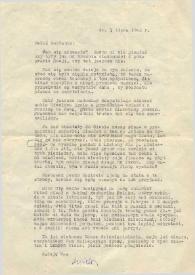 Portada:Carta dirigida a Aniela Rubinstein. Nueva York, 01-07-1942