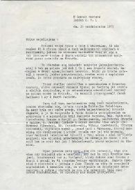 Portada:Carta dirigida a Aniela Rubinstein. Londres (Inglaterra), 15-10-1971