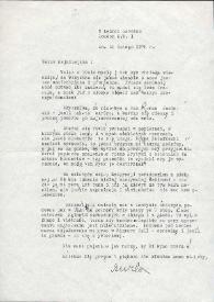 Portada:Carta dirigida a Aniela Rubinstein. Londres (Inglaterra), 26-02-1978
